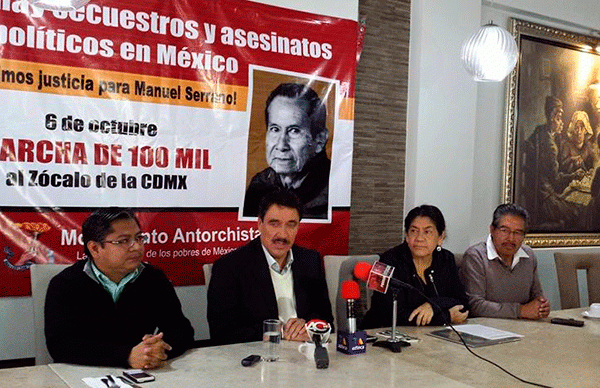 Antorchistas capitalinos se solidarizan con  marcha de 100 mil mexicanos que exigirán justicia