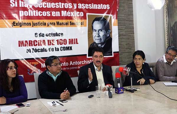 Más de 100 mil antorchistas protestarán contra secuestros y asesinatos políticos en México 