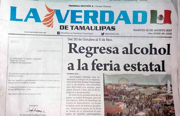 Carta al Director General del periódico La Verdad de Tamaulipas