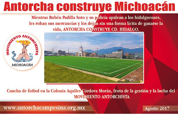 Cancha de futbol de pasto sintético: logro de la lucha del pueblo pobre de Ciudad Hidalgo