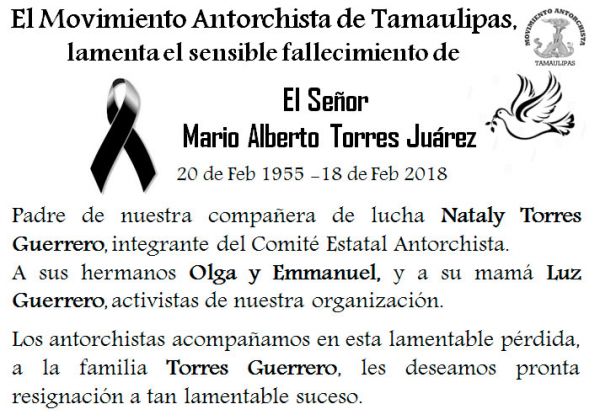 Esquela: Mario Alberto Torres Juárez 