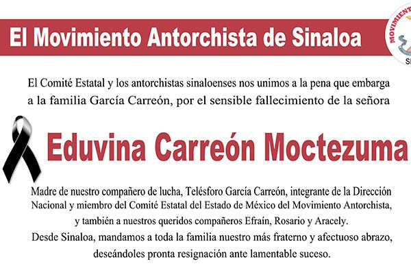 Esquela: Eduvina Carreón Moctezuma 