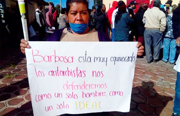 Mantienen antorchistas de Tlaxcala protesta activa contra Barbosa