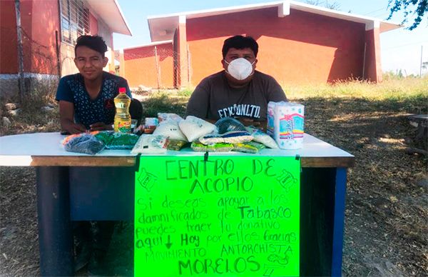 Colonia antorchista se solidariza con Tabasco 