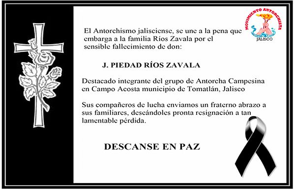 Esquela | J. Piedad Ríos Zavala 